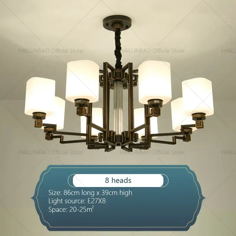 Bronze high jump floor hollow chandelier for duplex living room