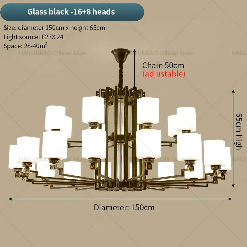 Bronze high jump floor hollow chandelier for duplex living room