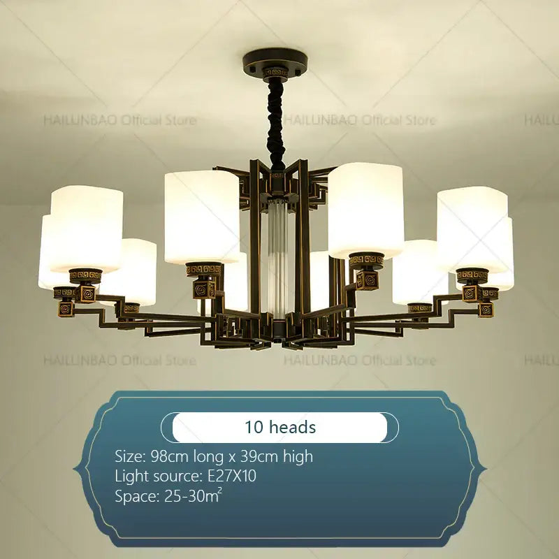 Bronze high jump floor hollow chandelier for duplex living room