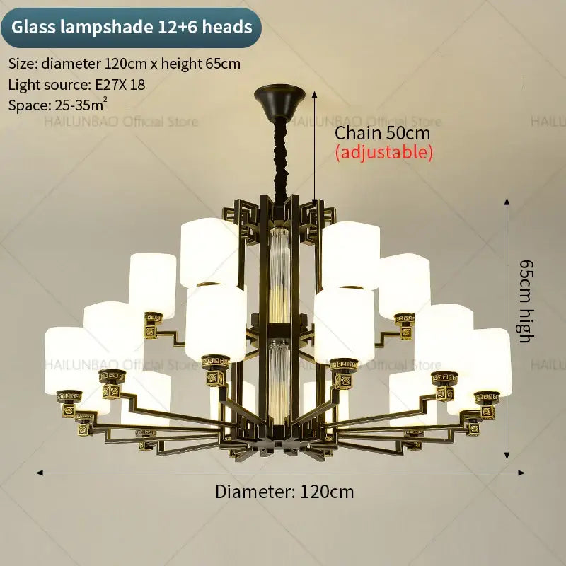 Bronze high jump floor hollow chandelier for duplex living room