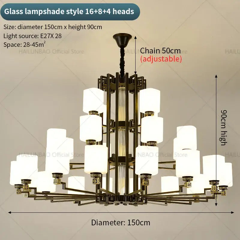 Bronze high jump floor hollow chandelier for duplex living room