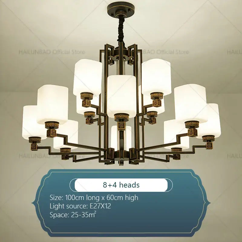 Bronze high jump floor hollow chandelier for duplex living room