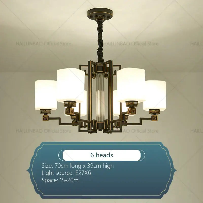 Bronze high jump floor hollow chandelier for duplex living room