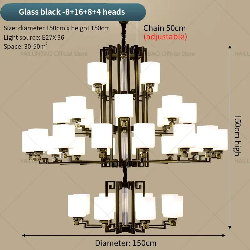Bronze high jump floor hollow chandelier for duplex living room