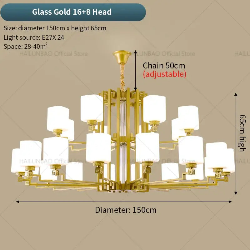 Bronze high jump floor hollow chandelier for duplex living room