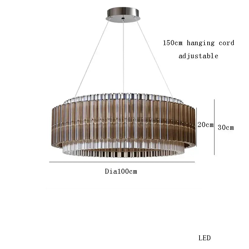 Brown crystal luxury chandelier modern glass rod living room light