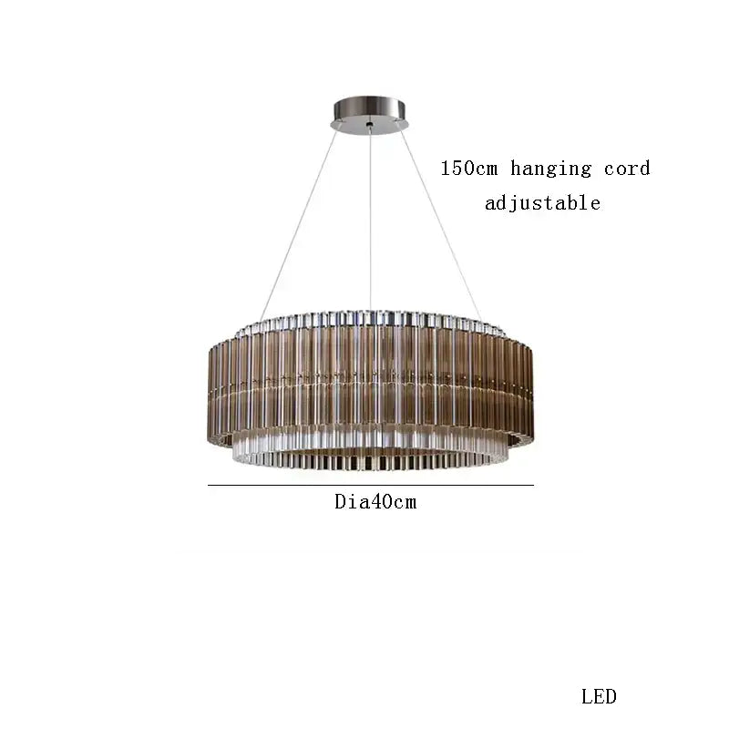 Brown crystal luxury chandelier modern glass rod living room light