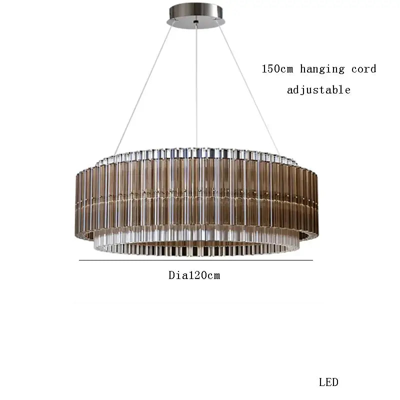 Brown crystal luxury chandelier modern glass rod living room light
