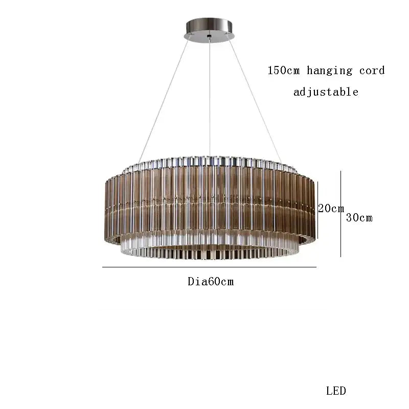 Brown crystal luxury chandelier modern glass rod living room light