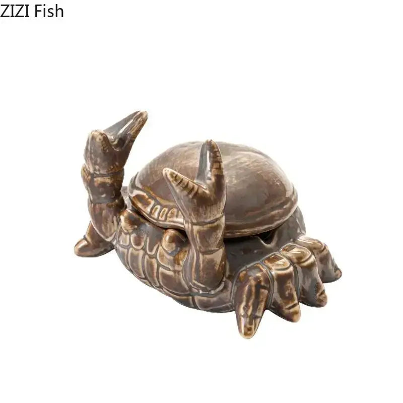 Brown decorbites crab ceramic ashtray and phone holder office decor