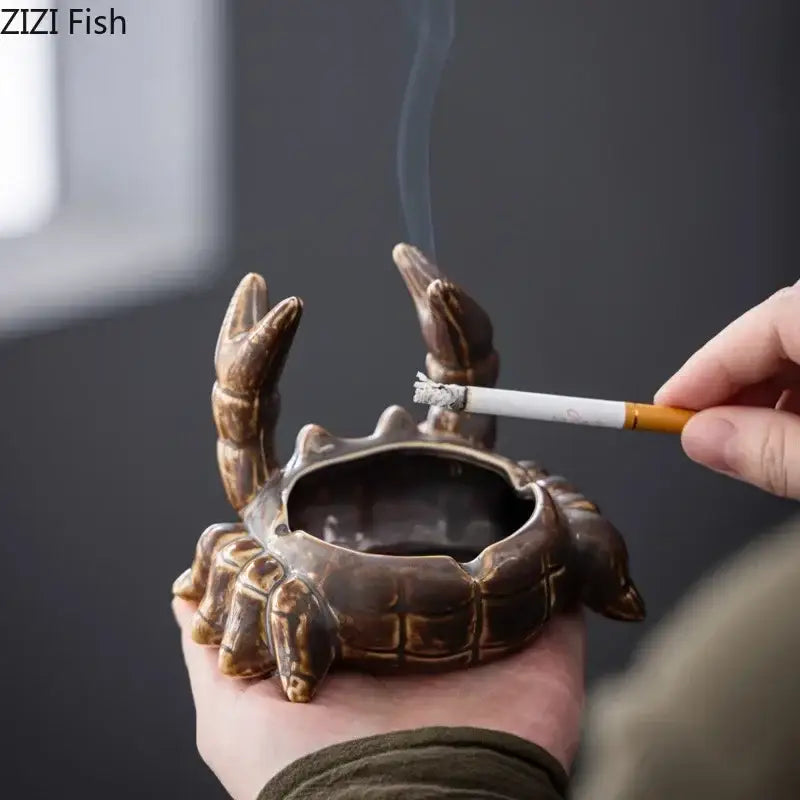 Brown decorbites crab ceramic ashtray and phone holder office decor