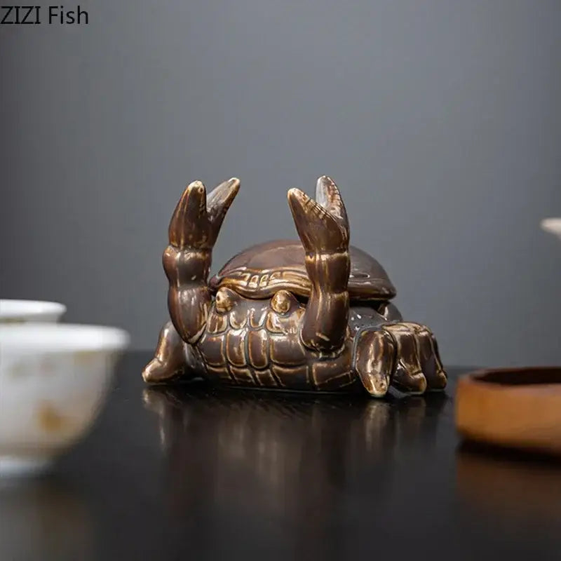 Brown decorbites crab ceramic ashtray and phone holder office decor