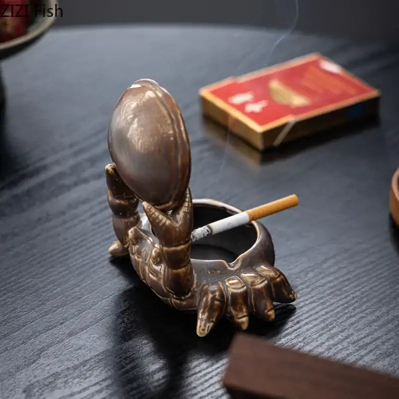 Brown decorbites crab ceramic ashtray and phone holder office decor