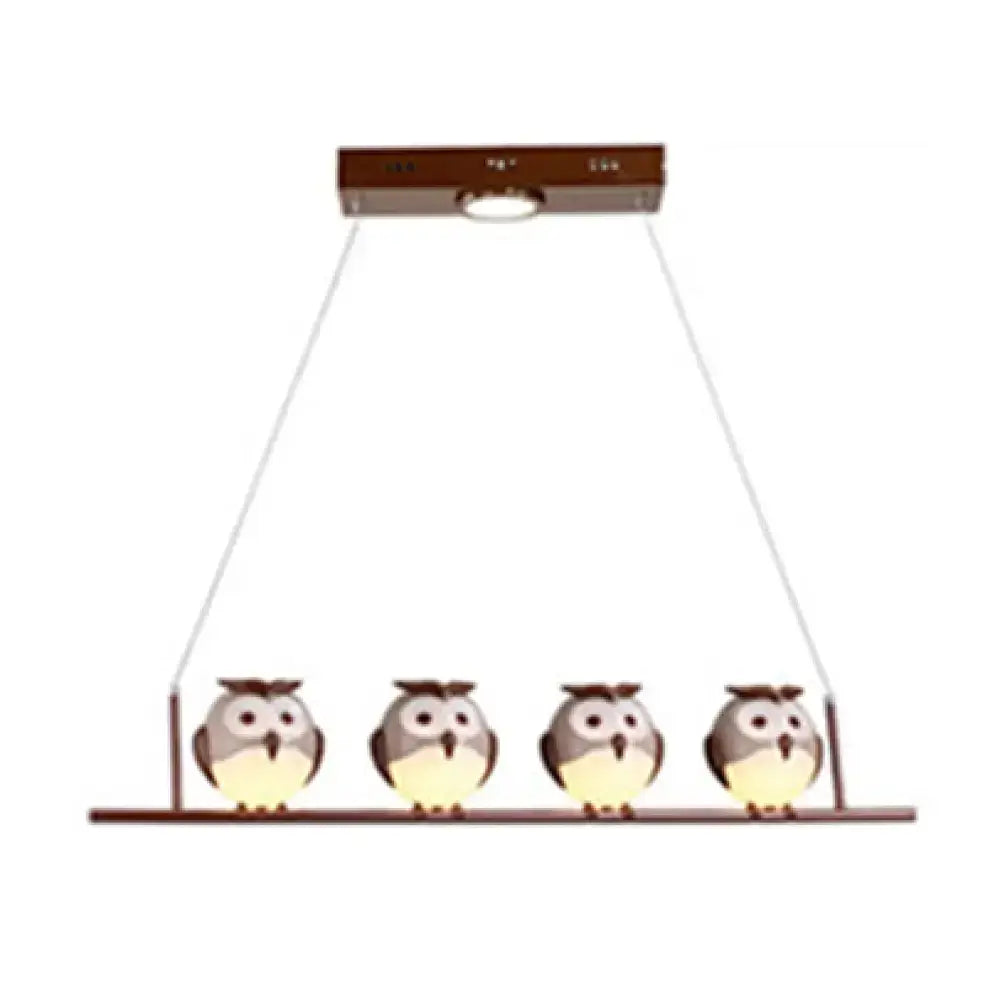 Brown owl metal pendant led incandescent light for child bedroom