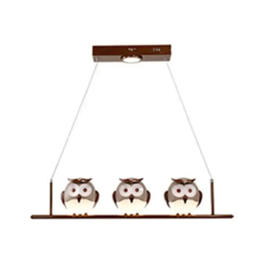 Brown owl metal pendant led incandescent light for child bedroom