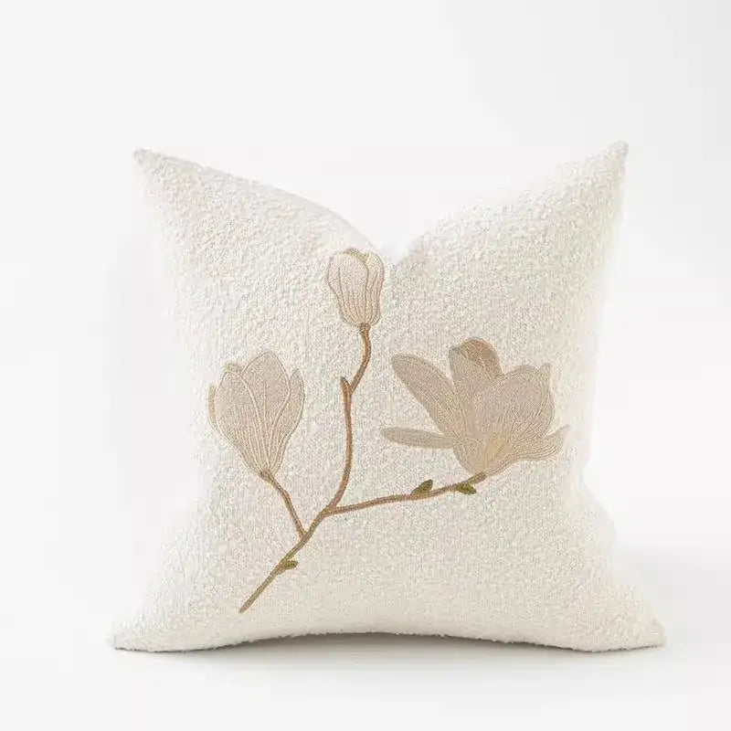 Brown & white auspicious clouds jacquard throw pillow cover living room