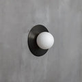Brushed brass circular wall lamp bedroom frosted glass sconce