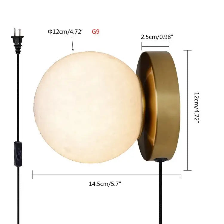 Brushed brass decorbites circular planet wall lamp bedroom globe light