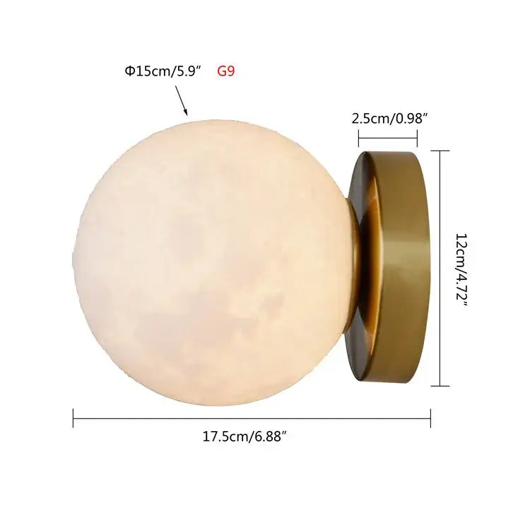 Brushed brass decorbites circular planet wall lamp bedroom globe light