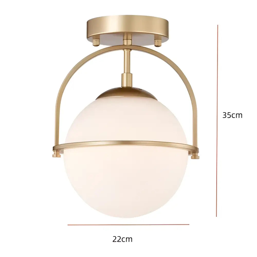 Brushed brass glass ball ceiling light for living room