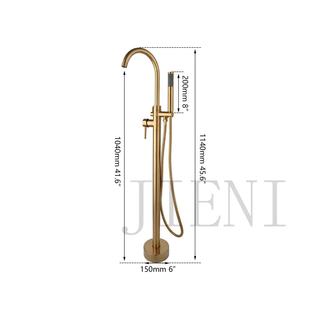 Brushed gold mixer roman tub faucet with handheld shower bathroom