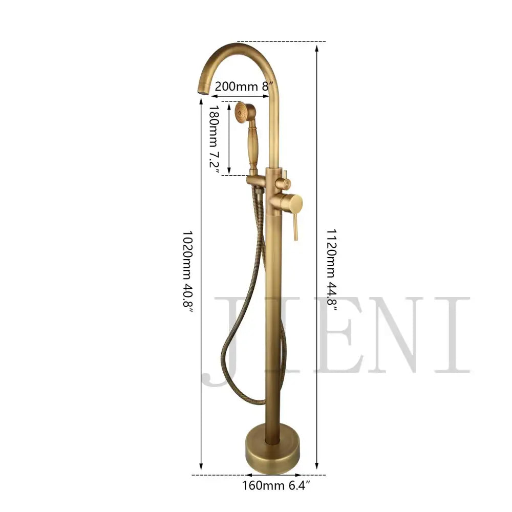 Brushed gold mixer roman tub faucet with handheld shower bathroom