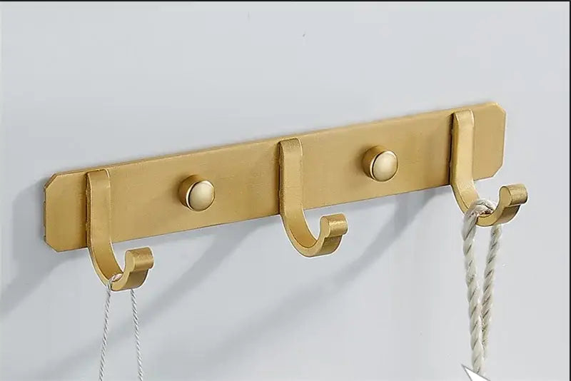 Brushed gold robe hooks 5 hook kitchen wall rack