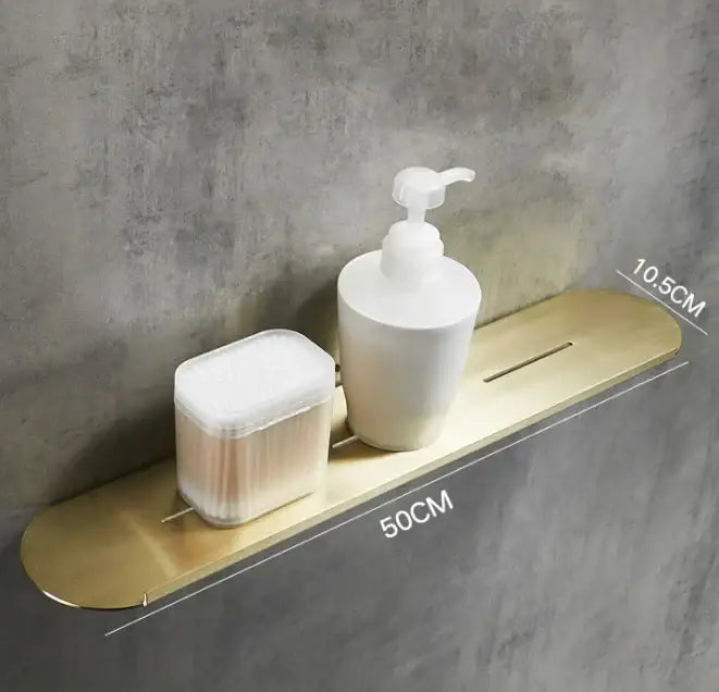 Brushed gold stainless steel bathroom storage rack with mirror front