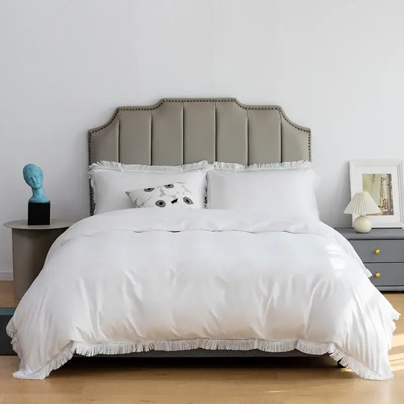 Brushed hotel style white & gray bedding sets bedroom duvet cover