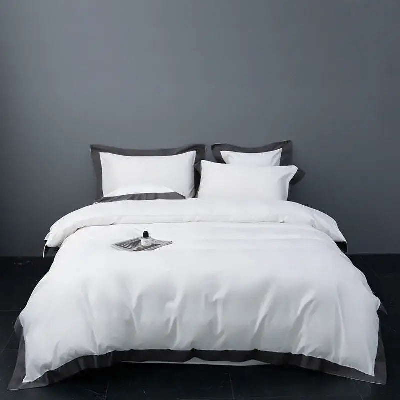 Brushed hotel style white & gray bedding sets bedroom duvet cover