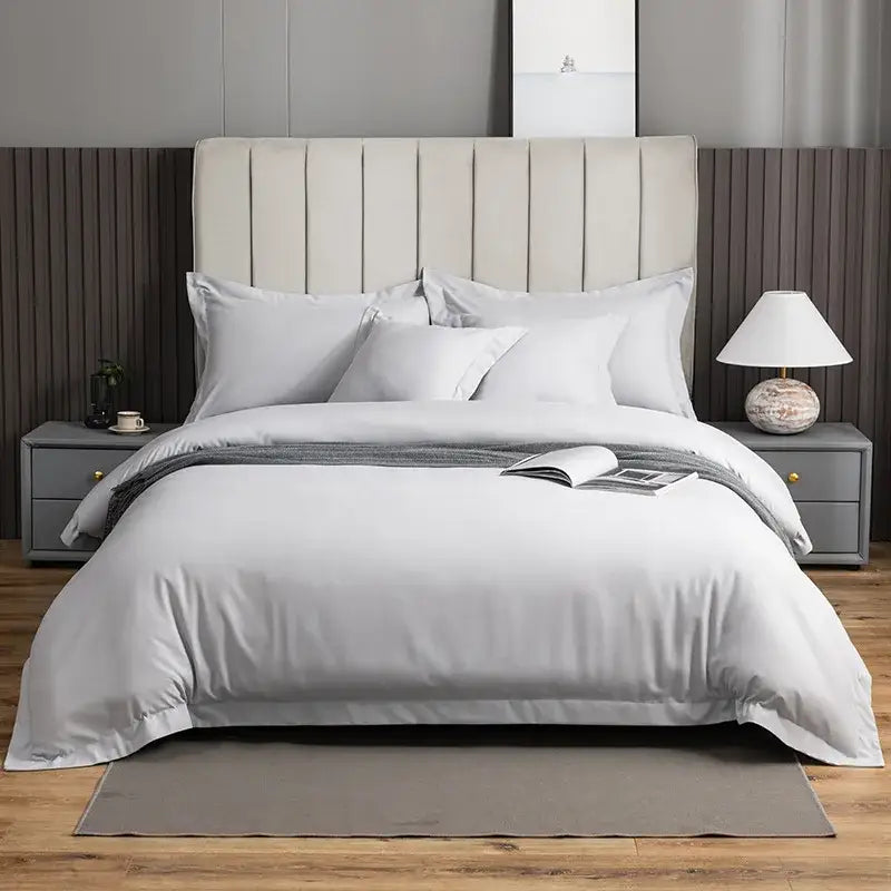 Brushed hotel style white & gray bedding sets bedroom duvet cover