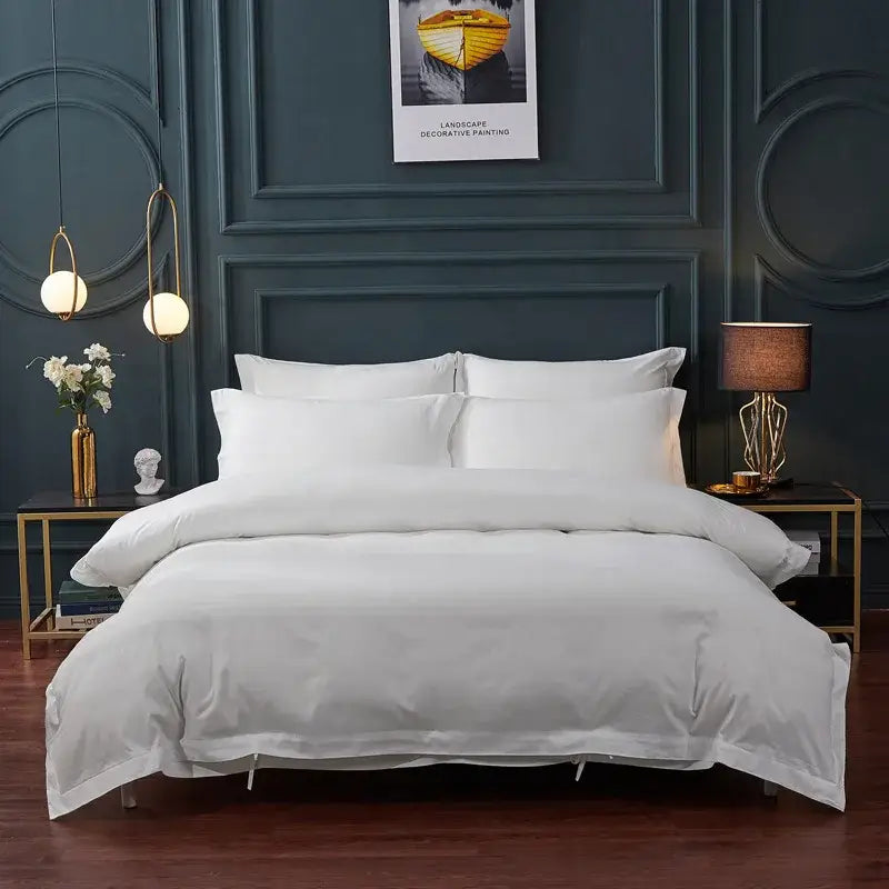 Brushed hotel style white & gray bedding sets bedroom duvet cover