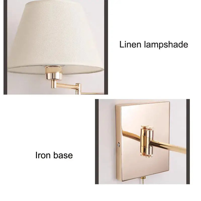 Brushed nickel adjustable rocker arm wall lamp for living room