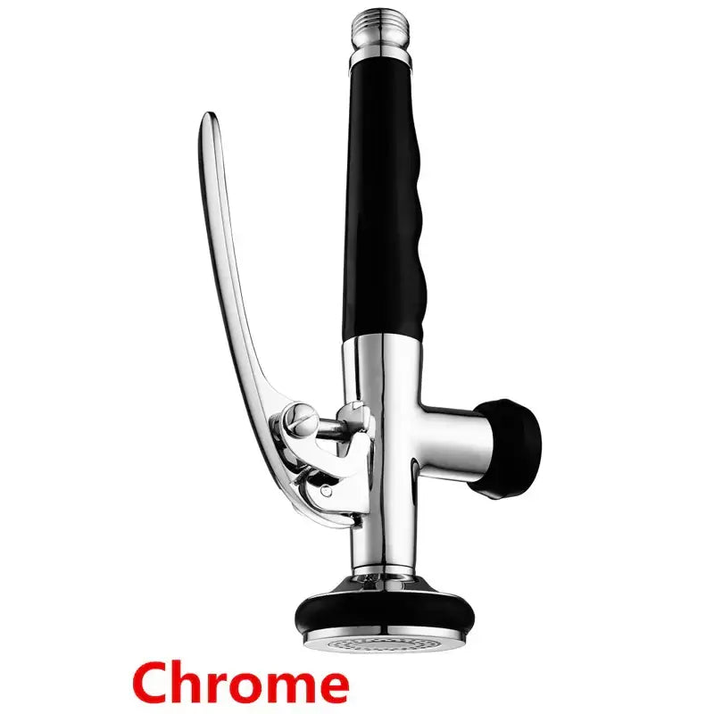 Brushed nickel & chrome kitchen shower head with rubber grip