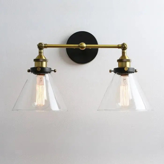 Brushed nickel funnel glass metal wall lamp bedroom sconce fixture