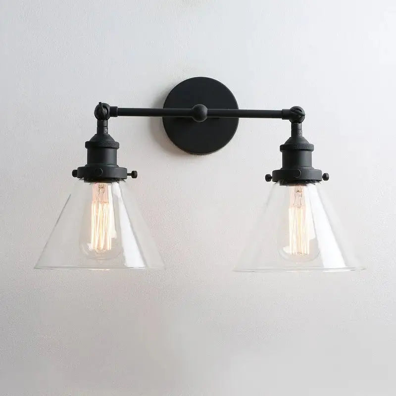 Brushed nickel funnel glass metal wall lamp bedroom sconce fixture