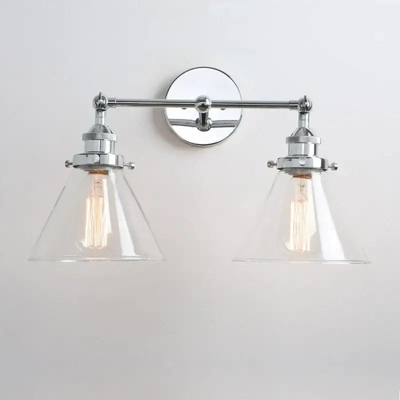 Brushed nickel funnel glass metal wall lamp bedroom sconce fixture
