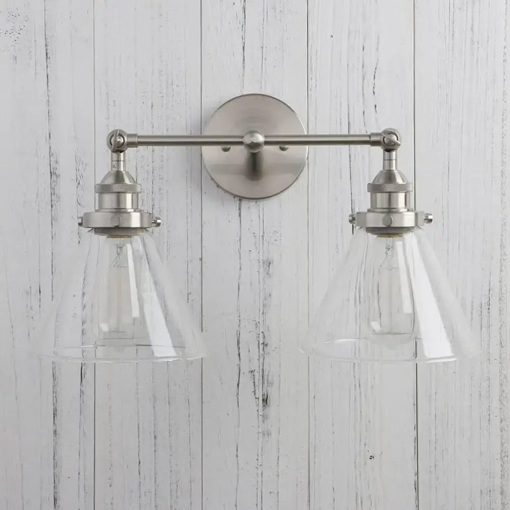 Brushed nickel funnel glass metal wall lamp bedroom sconce fixture