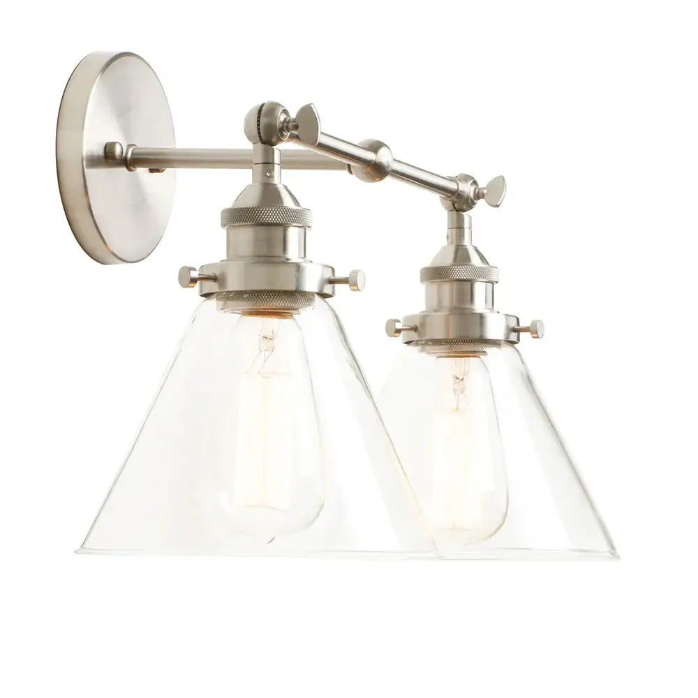 Brushed nickel funnel glass metal wall lamp bedroom sconce fixture