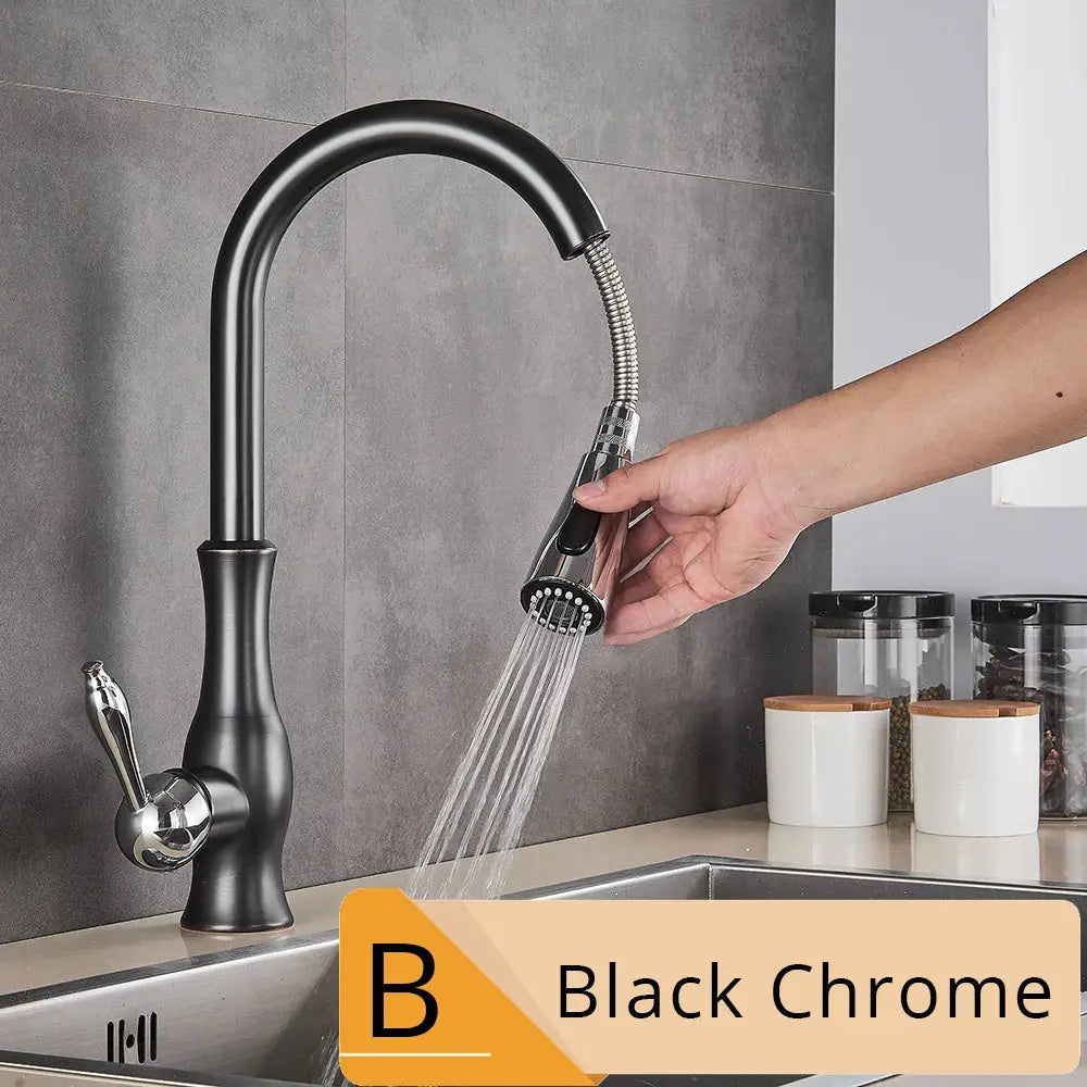 Brushed nickel kitchen faucet with pull down sprayer
