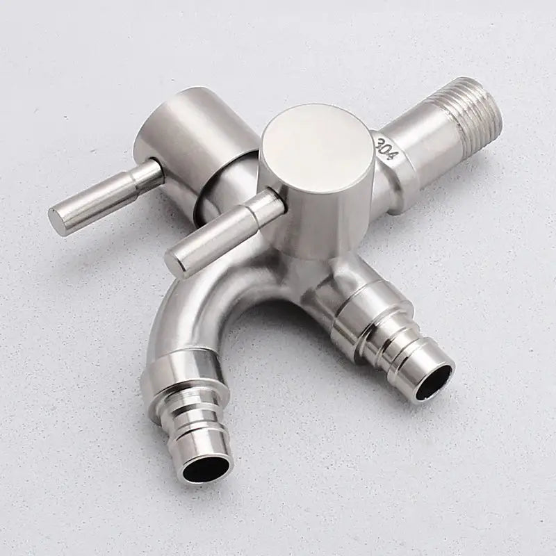 Brushed stainless steel dual spout washing machine faucet garden sink