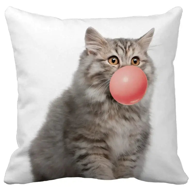 Bubble black cats white square cushion cover living room pillow case