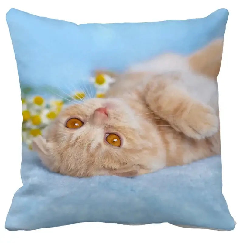 Bubble black cats white square cushion cover living room pillow case