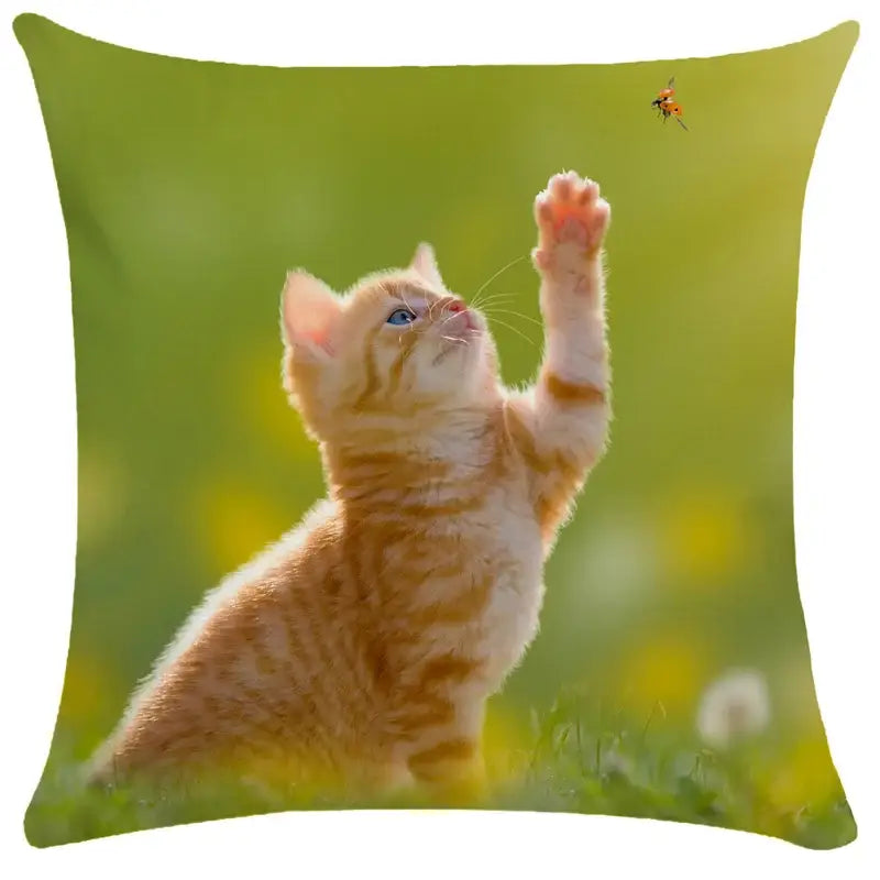 Bubble black cats white square cushion cover living room pillow case