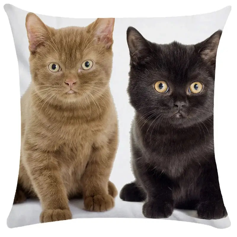 Bubble black cats white square cushion cover living room pillow case