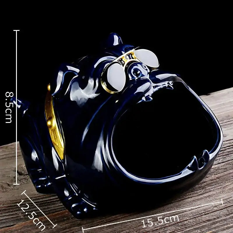 Bulldog sunglasses ceramic ashtray set of 4 living room decor