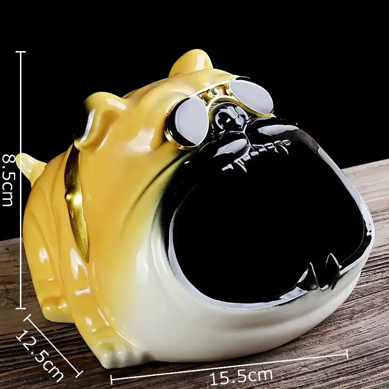 Bulldog sunglasses ceramic ashtray set of 4 living room decor