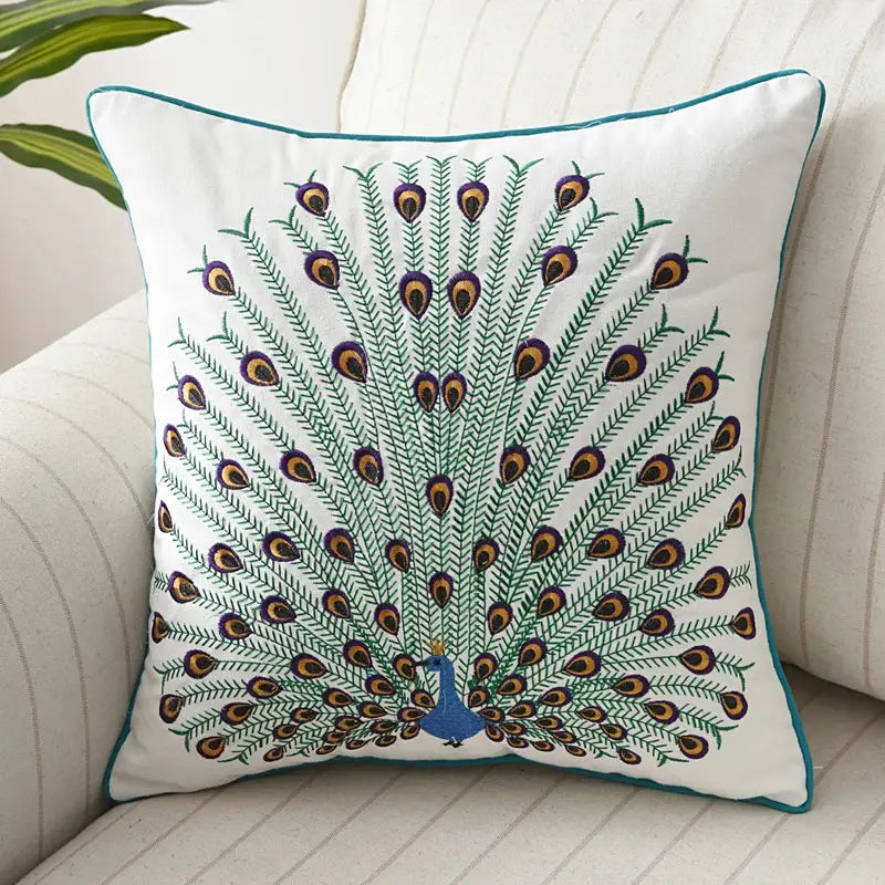 Butterfly floral cotton pillow cover bedroom embroidered decor