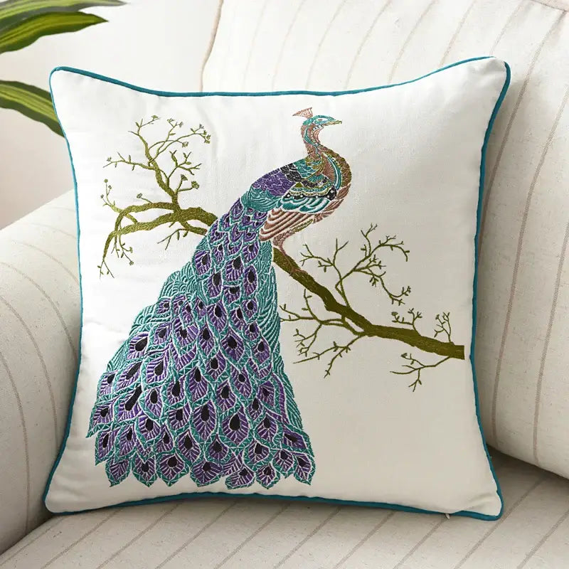 Butterfly floral cotton pillow cover bedroom embroidered decor