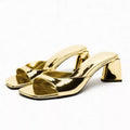 Square-toe open-toe sandals
